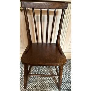 Antique Vintage Wooden Child's Windsor Chair Spindle Back Primitive Country
